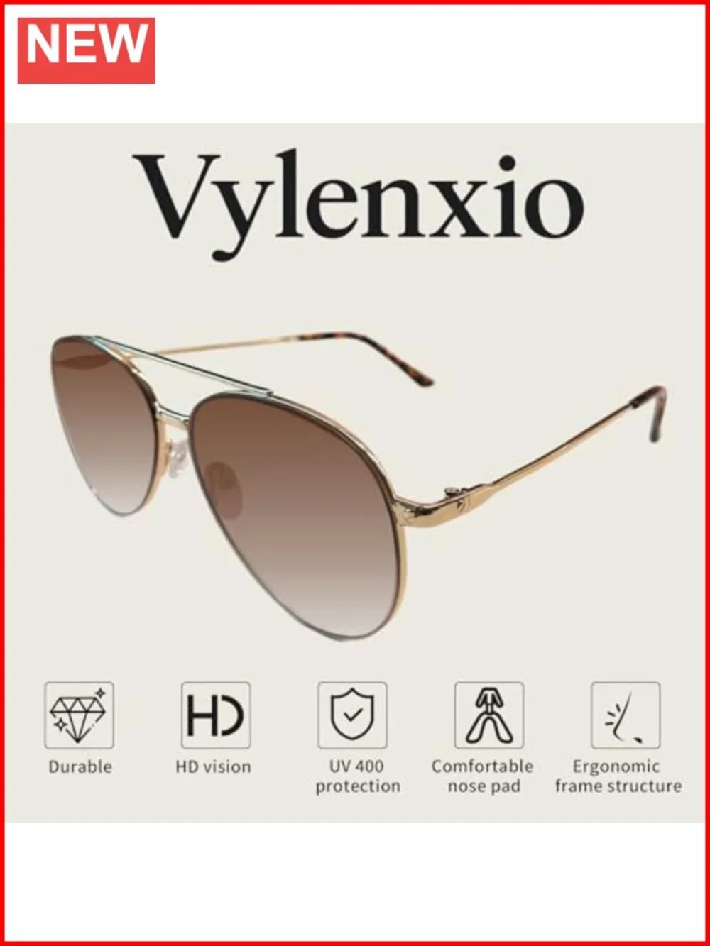 Oversized Aviator Sunglasses UV400 Gradient Lens Metal Frame Retro Shades